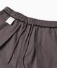 Yujen Double-Pleat Wide Cotton Elastic Waist Pants_Charcoal