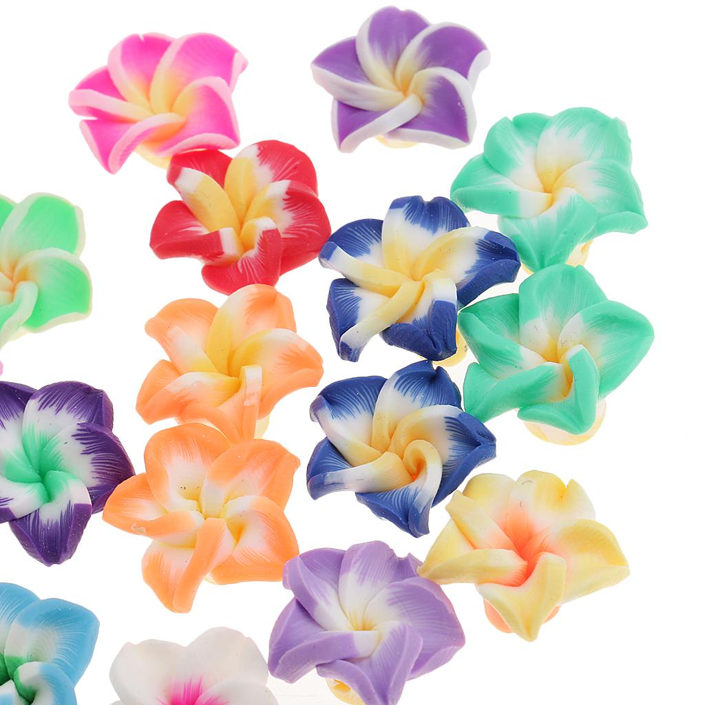 40 Piece Handmade Porcelain Cabochons Flower Charms Polymer Clay Beads Jewelry Flatback