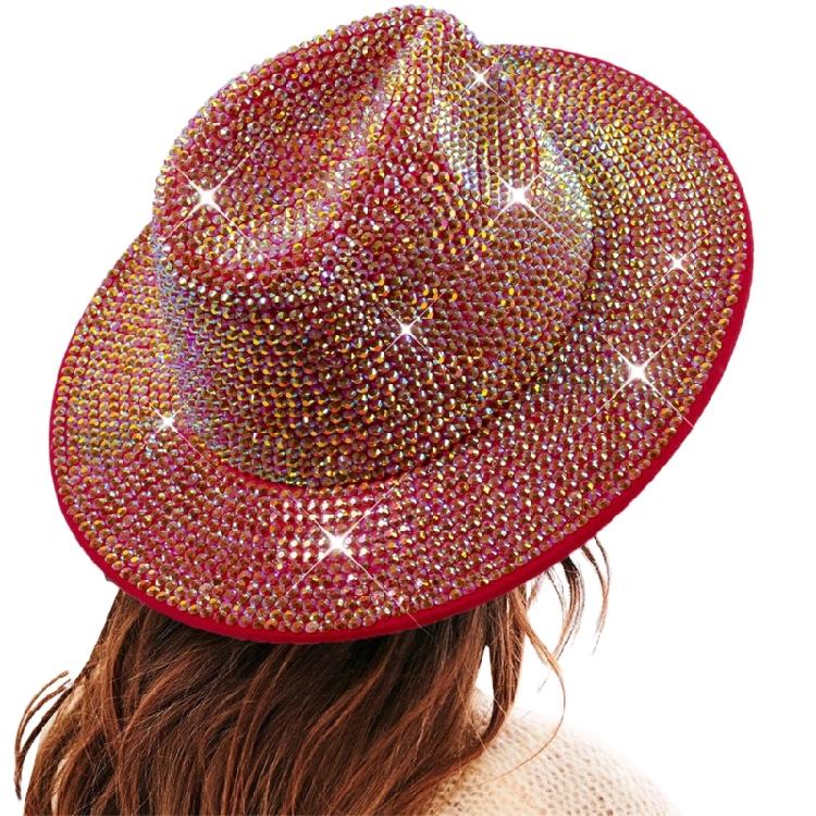 Sparkle Womens Cowboy Hat Western Cowgirl Hats Rhinestones Party Prop Disco Hats