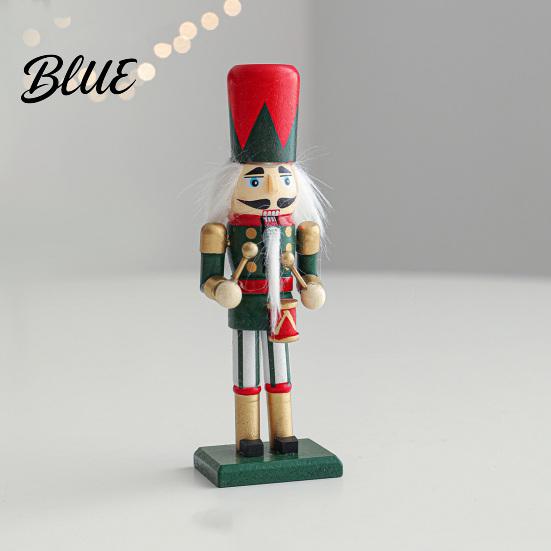 Classic Christmas Character Wooden Nutcracker Soldier Figurine Handcrafted Solid Wood Tabletop Ornament Traditional Statue for Holiday Desk