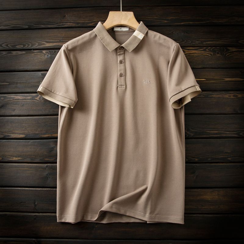 Italian Light Luxury Cabinet 398! Cool Feeling Delicate Pearl Cotton Men's Summer Breathable Lapel Short Sleeve T-shirt Polo Shirt