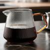 Leeseph 1pc Clear Glass Range Coffee Cup with Handle, Stripe Embossed Glass Coffee Mug, Glass Creamer Coffee Pitcher