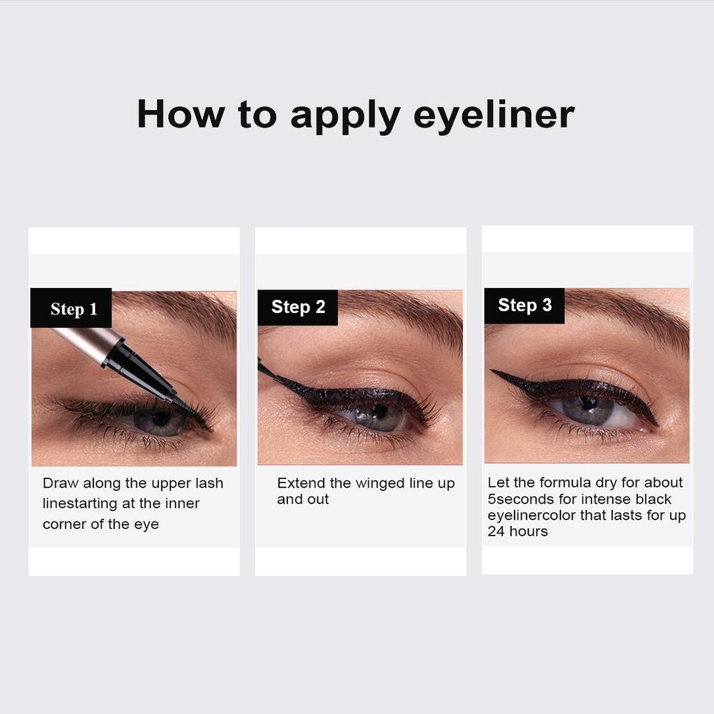 Liquid Eyeliner Pencil Adai Flower Makeup Cosmetics Black Brown 24 H Waterproof Relief Design