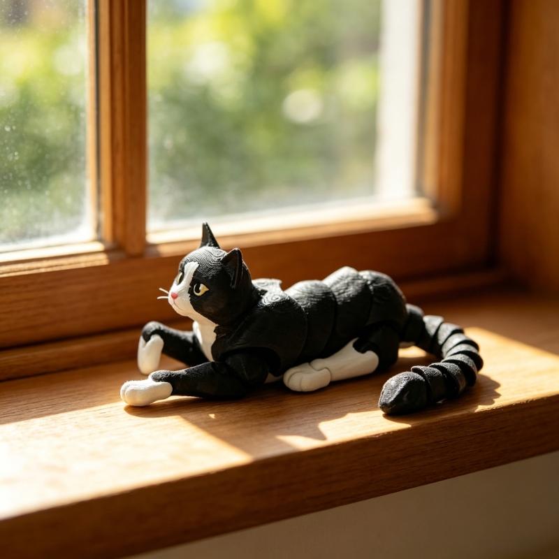 3D Printed Cats Flexible Joint Articulated Cats Fidgety Toy Ornament Desktop Pet Decorations 3D Printing Action Figures