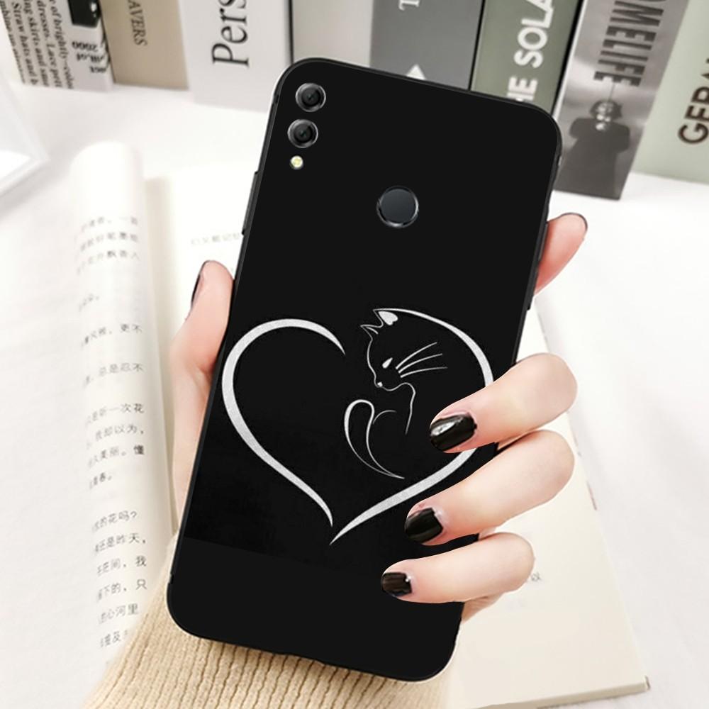 Cute Cat Line Phone Case For Huawei Honor 10 lite 9 20 7A 9X 30 50 60 70 pro plus Soft Silicone Cover