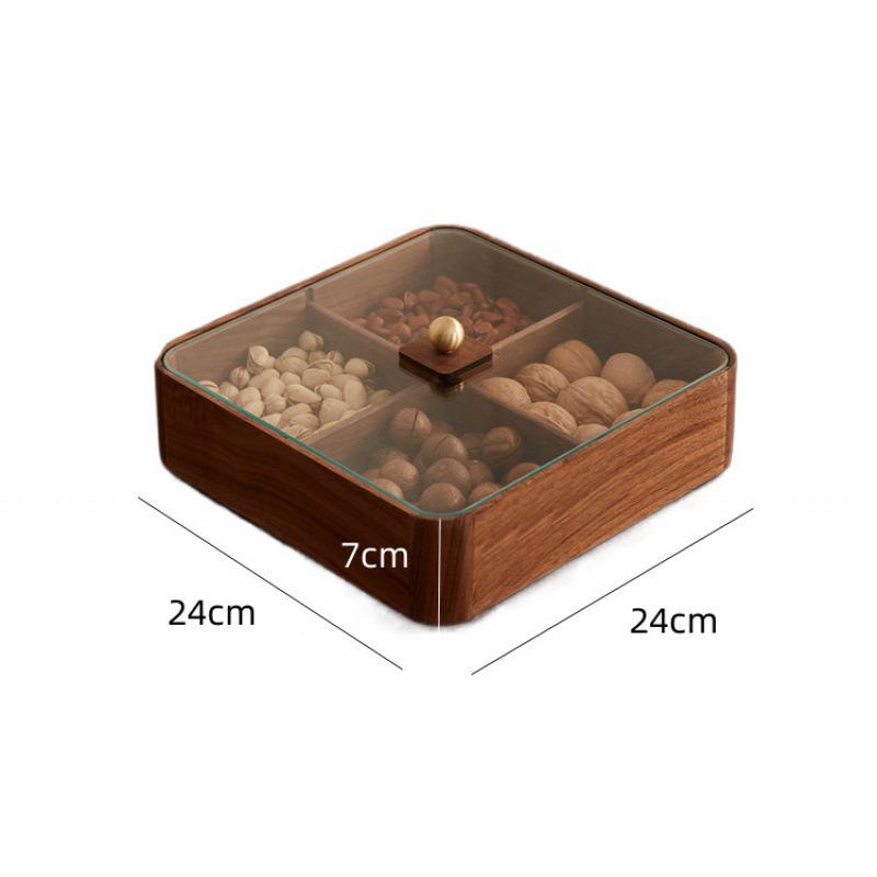Solid Wood Compartmented Snack and Candy Box - Round Corner Wedding Decoration Gift