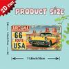 2D Flat, Vintage Metal Tin Sign - Route 66 Retro Car & Arizona Landscape Wall Art, 11.8x5.9 Inch Aluminum Decorative Plaque