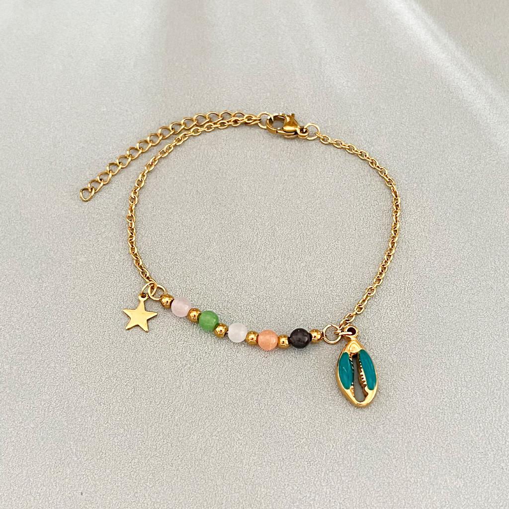 Fashion Versatile Cat Eye Oil Dripping Shell Stainless Steel Bracelet For Women