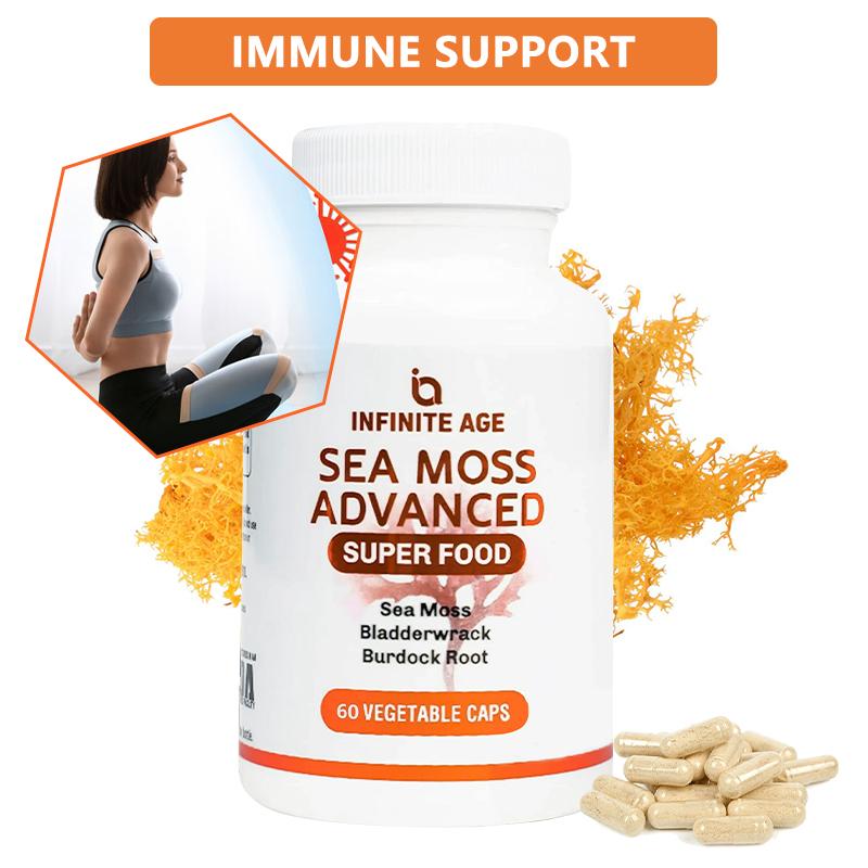 Sea Moss Advanced Capsules, Bladderwrack, Burdock Root, Super Food, 120 Caps