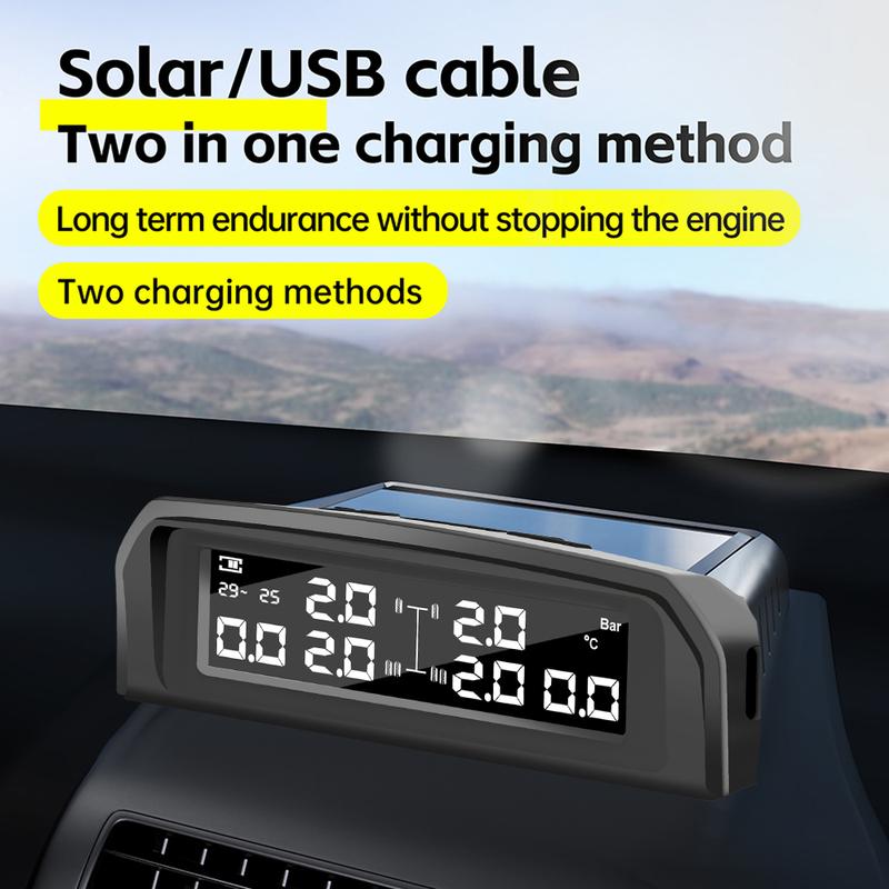 Truck Tire Pressure Monitoring Automatic Alarm System Solar/usb Powered External Waterproof Suitable for Rvs/pickup Trucks