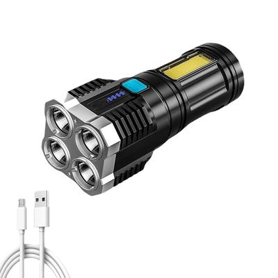 LED Outdoor Flashlight Portable USB Rechargeable Super Bright Torch Quad Core for Fishing Hiking