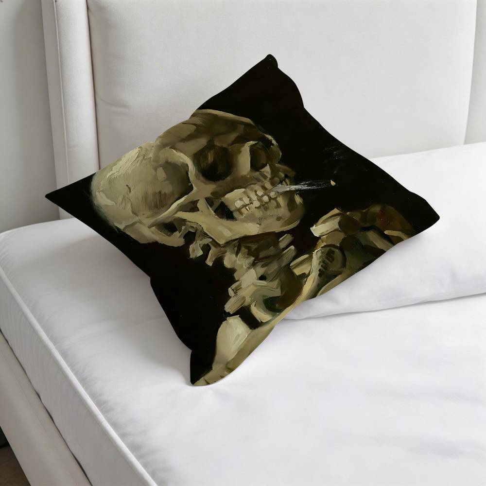 Funny Skull Art Square Pillow Cover Decorative Throw Pillow Case for Sofa Couch Bed Home Car Living Room Decoration