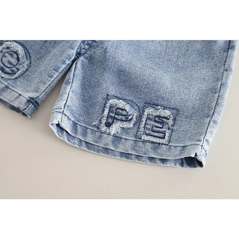 Children Cotton Clothes Summer Boy Causal Denim T Shirt Short Set Infant Kid Fashion Toddler Tracksuit