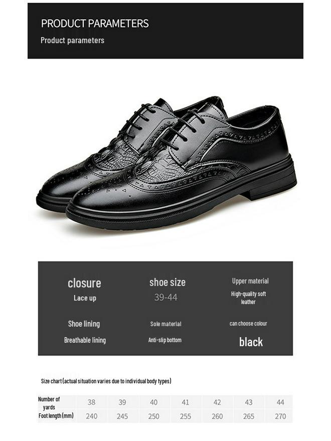 2025 Men's Spring Brogue Leather Shoes - Casual & Wedding Style