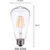24V ST64 6W Edison LED Filament Bulb Lamp 12V 36V E27 Vintage Antique Retro Edison E27 Led Bulbs Replace 60W Incandescent Light AC/DC12-36V 2-Pack