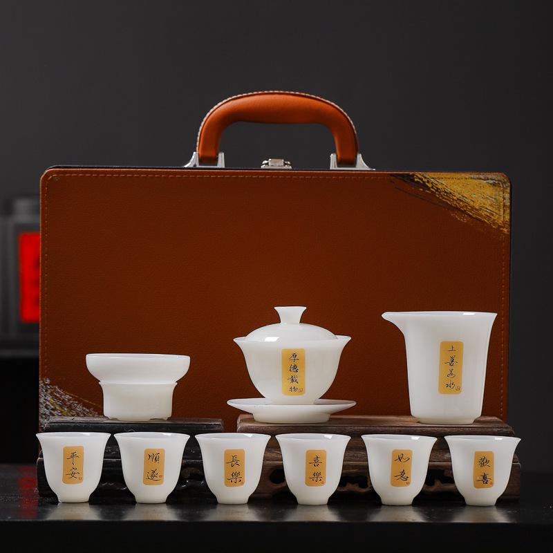 Set da tè freddo in porcellana giada pu, set da tè Kung Fu, l'intero set di scatole regalo può essere confezionato con set regalo aziendali.