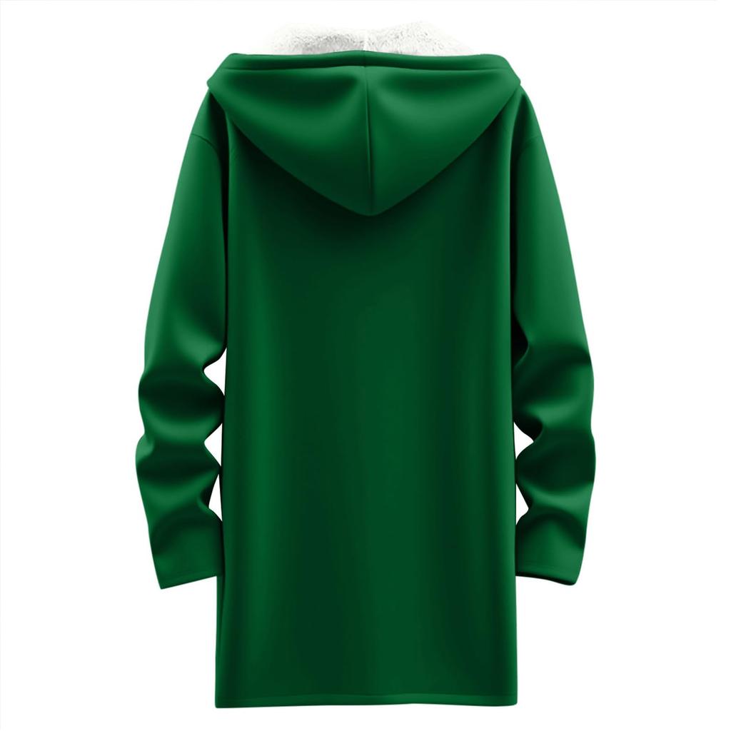 Women's Fashionable Loose Zipper Cardigan With Fleece Hoodie