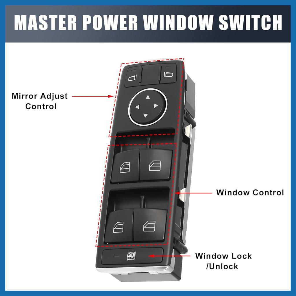 Master Driver Side Power Window Switch No.1669054300 with Tool Window Control Switch for Mercedes-Benz CLA45 for AMG 2014-2017