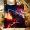 1PC Fantasy Wolf Starry Sky Moon Print Adult Children Warm Blankets Home Travel Car Soft Comfortable Suitable for All Seasons