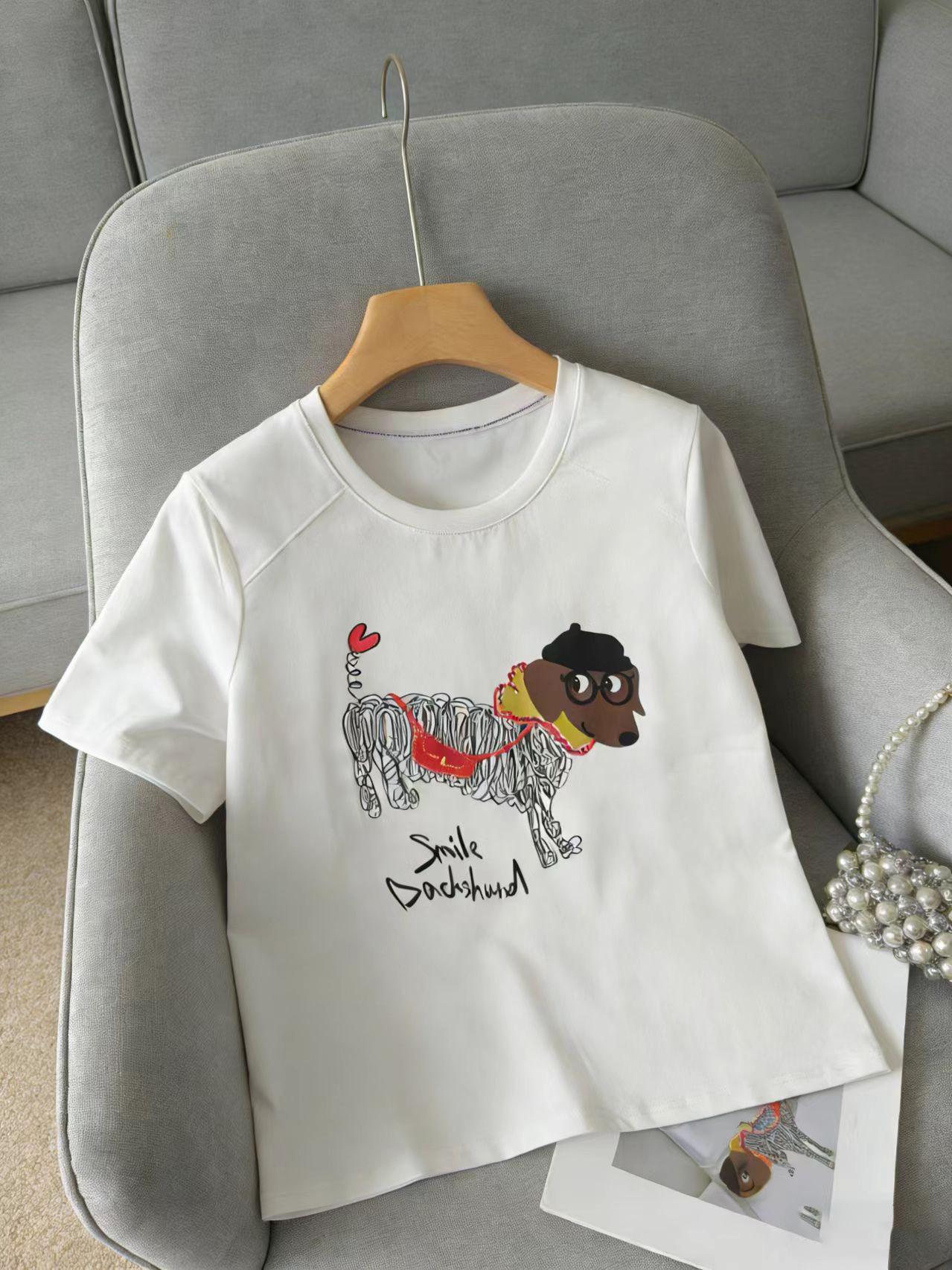

Korean Style Cartoon Print Age-Reducing Loose Fit Round Neck Plus Size Women s T-Shirt 6XL (recommended weight 210-240 jin) белый