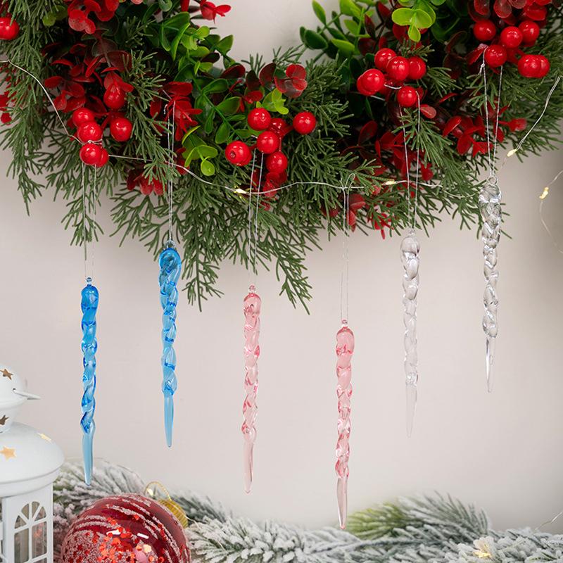 12 Stück transparente Christbaumschmuck, simulierte Eiszapfen, Dekorationen für den Urlaub, Winterparty, Dekoration, Weihnachtsschmuck, Geschenke