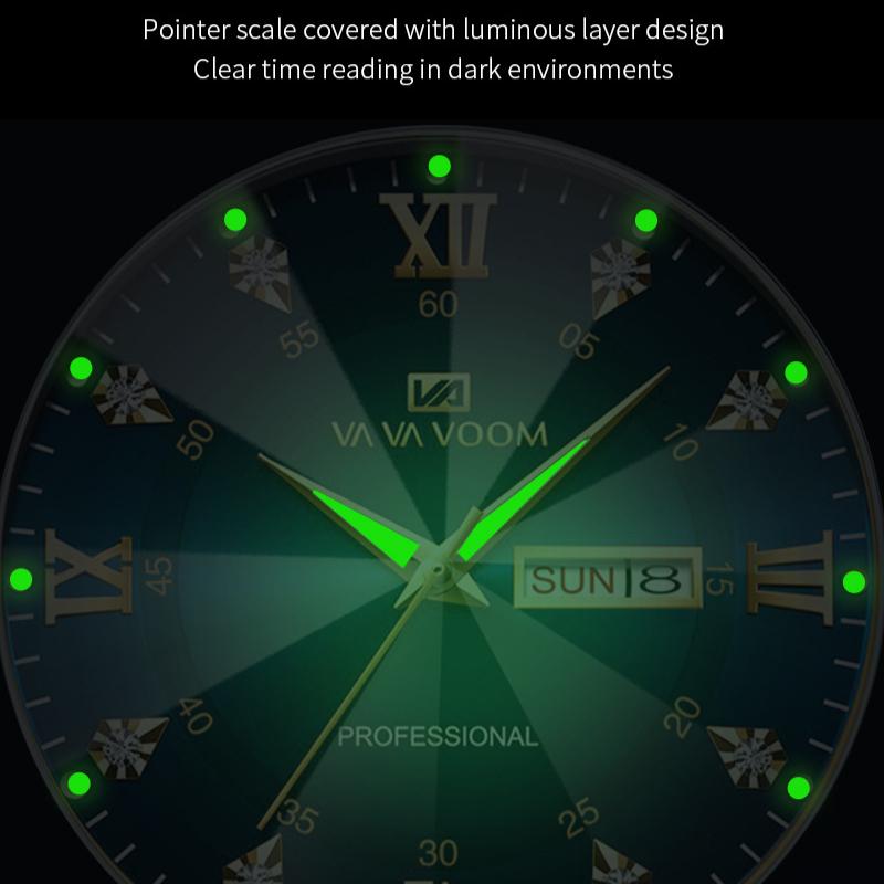 VA VA VOOM Brand Watch Men's Waterproof Rhombus Design Business Men's Watch