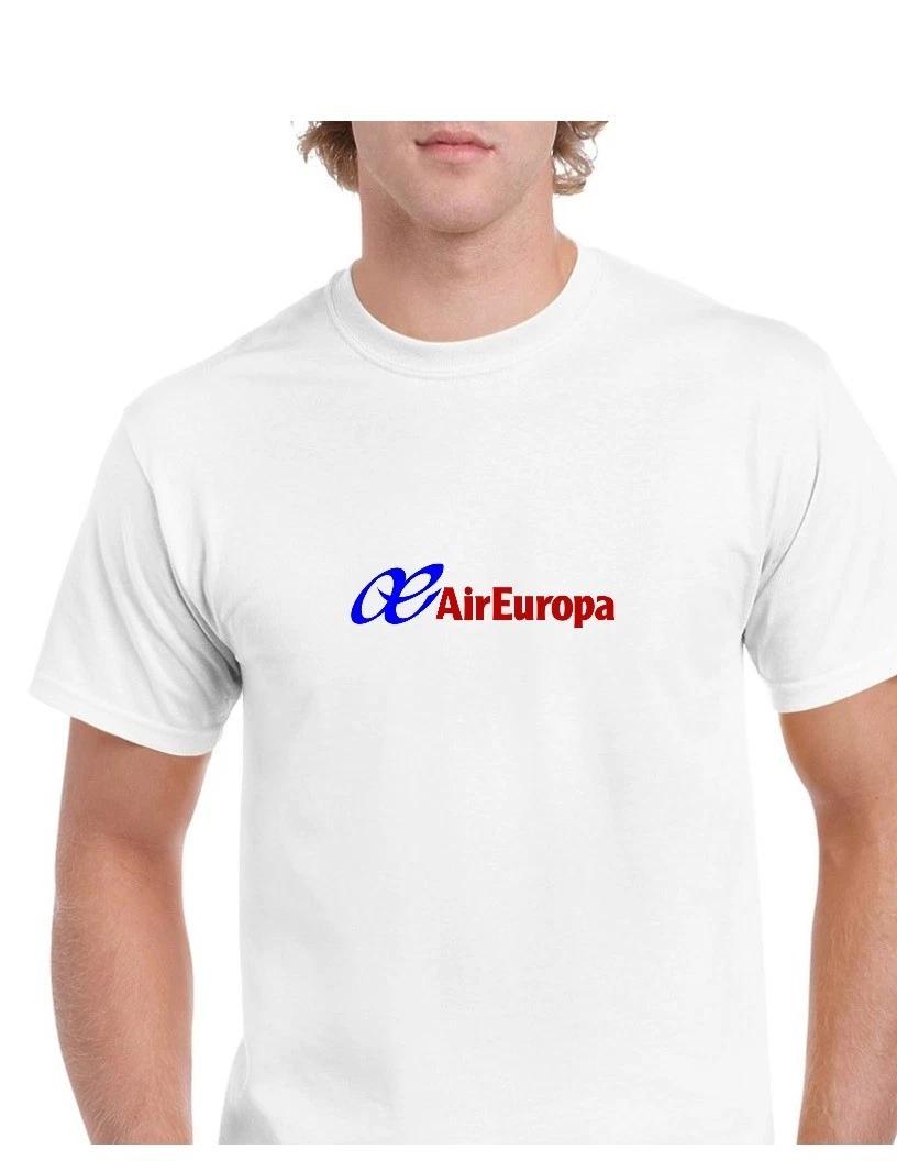 Air Europa Red Blue Logo Spain Spanish Airline Aviation White Cotton T-Shirt 3XL