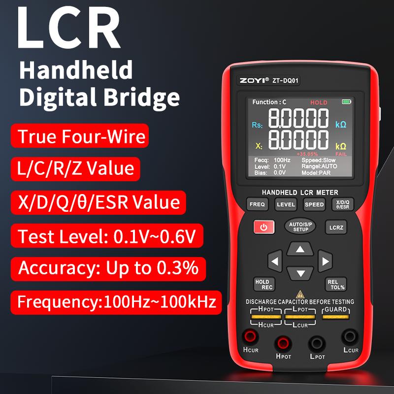 ZOYI ZT-DQ01 Intelligent LCR Tester digital bridge 100KHz , automatic measurement of resistance, capacitance and inductance