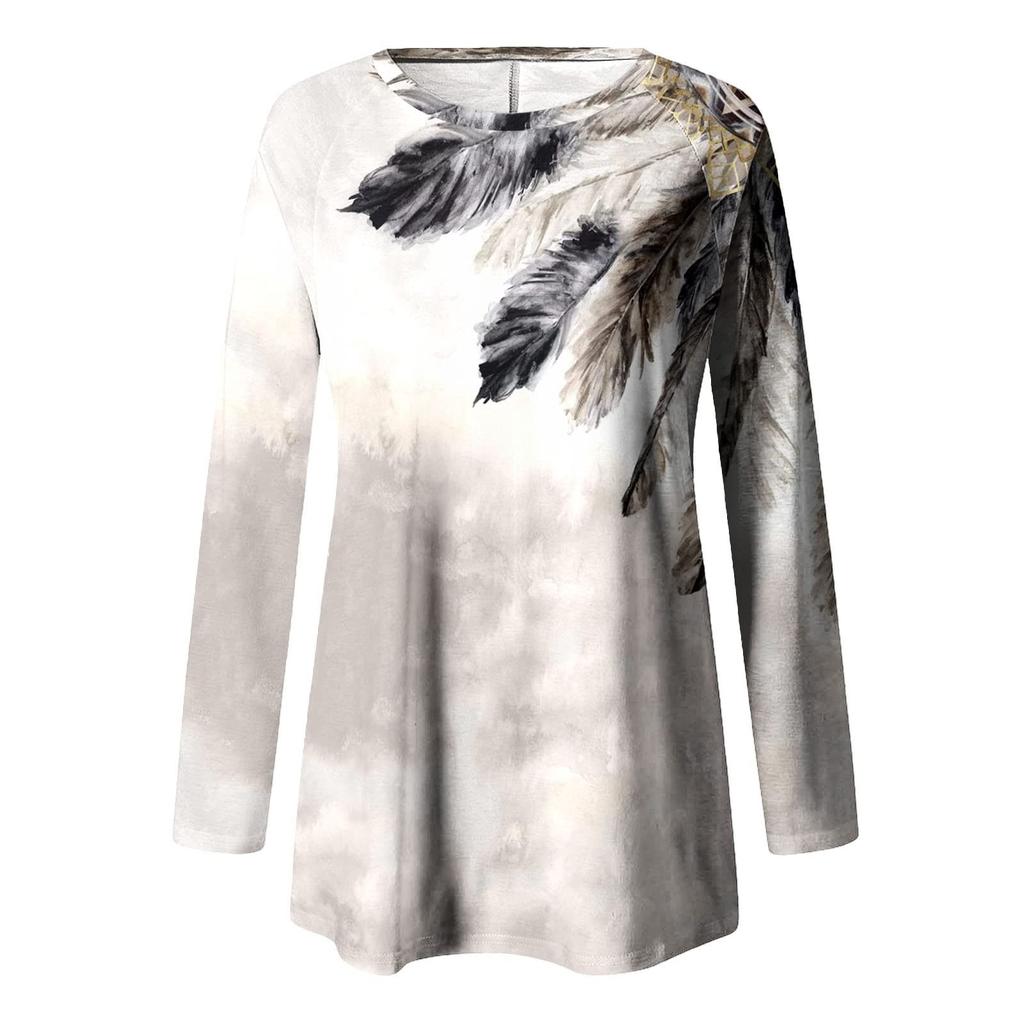 Women's Fashion Casual Long Sleeve Boho Retro Long Sleeve Ethnic Print Top