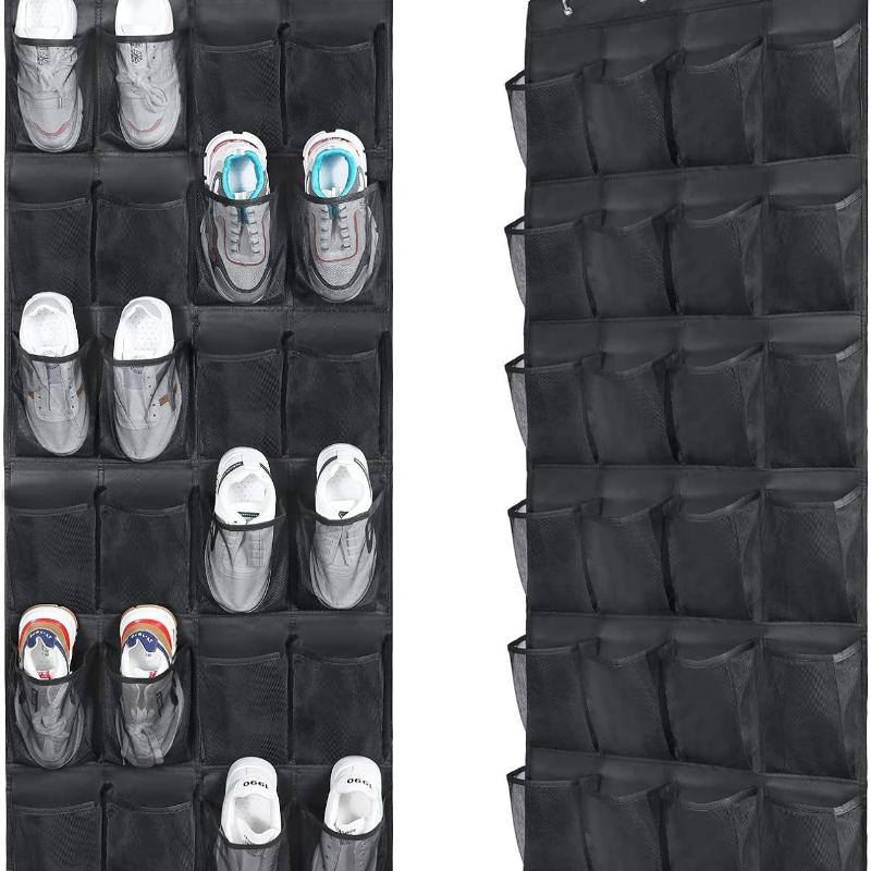 Organizzatore per Scarpe da Appendere alla Porta, 24 Grandi Tasche in Rete Traspirante, Salvaspazio Appeso, Gancio per Armadio Contiene
