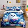 Colorful Owl And Flowers. Print Bedding Set 1 Duvet Cover 2 Pillowcases For Adult And Children Luxury Gift Full Size