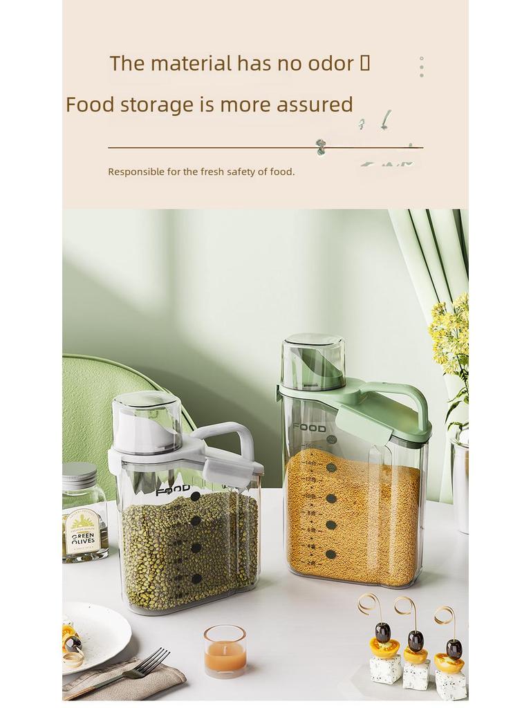 Large Transparent Moisture-Proof Grain Jar with Lid for Fresh-Keeping In Kitchen