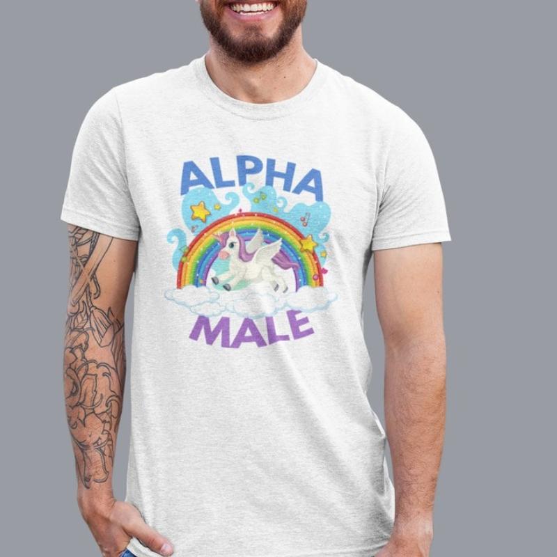 Ironic Alpha Unisex Unicorn Rainbow Funny Unisex Tshirt Raphic Tshirts Offensive Weird Shirts Summer Cotton Tee Tops Ropa Hombre