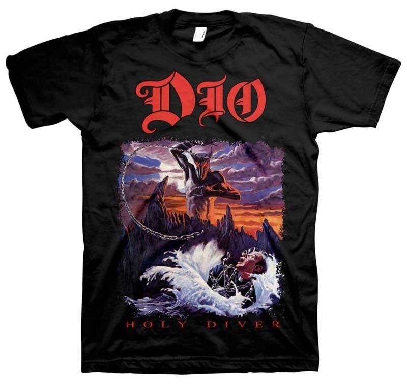 Nuova Maglietta Autentica DIO Holy Diver Album Black Sabbath Band Heavy Metal Maglietta Unisex