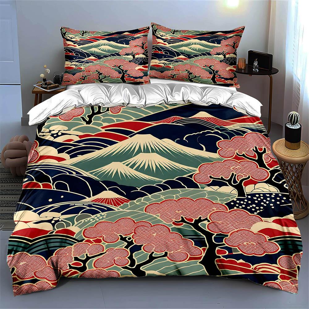 Mountain floral scenery Bedding Duvet cover sets Duvet covers Pillowcases gifts (1 * Duvet Cover 2 * Pillowcases, without duvet insert)