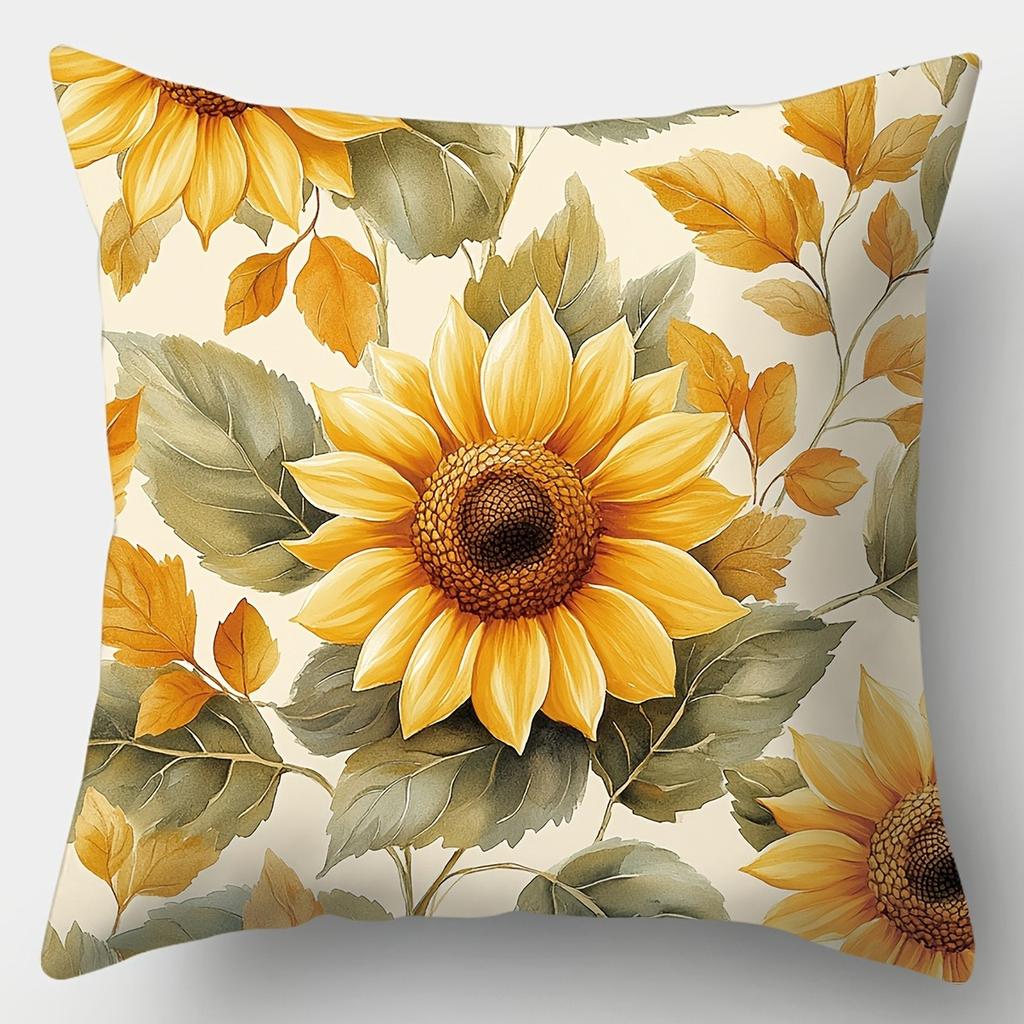 Sunflower Autumn - Themed Pillowcase PillowcaseBedroom Living Room Sofa Home Decor Polyester Cushion Cover with Zipper