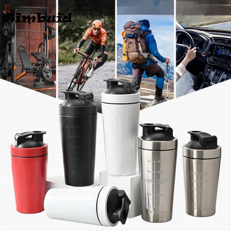 1 Stück Protein-Pulver-Shaker-Flasche aus Edelstahl mit Kugelwaage, auslaufsicher, für Fitnessstudio, Fitness, Sport, Whey-Shakes, Wasserbecher