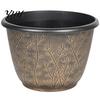 Large Plant Basin with Saucer 12 Inch Thickened Flower Pots for Outdoor Indoor, Plastic Leaf-Pattern Texture Weather Resistant Containers Planter