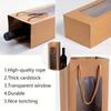 24Pcs Kraft Paper Wine Bottle Bags with Handles and Clear Window Plain Wine Gift Wrap Sets for Parties and Retail