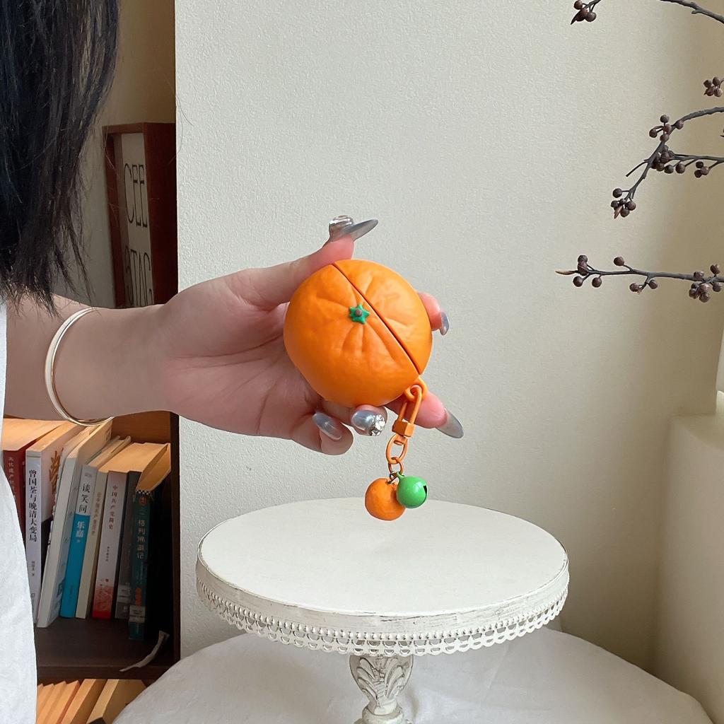 3D Orange Fruit For Airpods Pro 3 Case,3D Cartoon Silicone Protective Earphone Cover For Airpods Pro 2/Airpods 4 Case Funda
