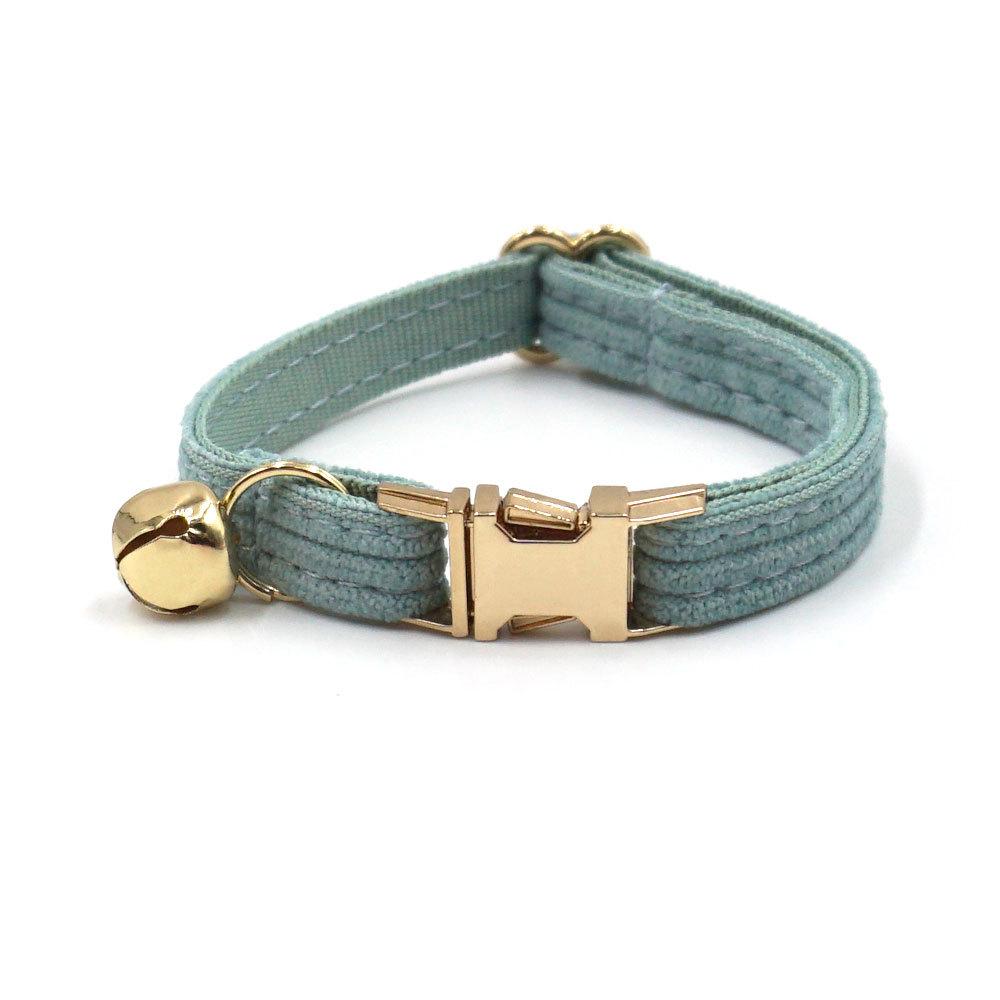 Chic Multi-color Corduroy Cat Collar with Engravable Zinc Alloy Buckle