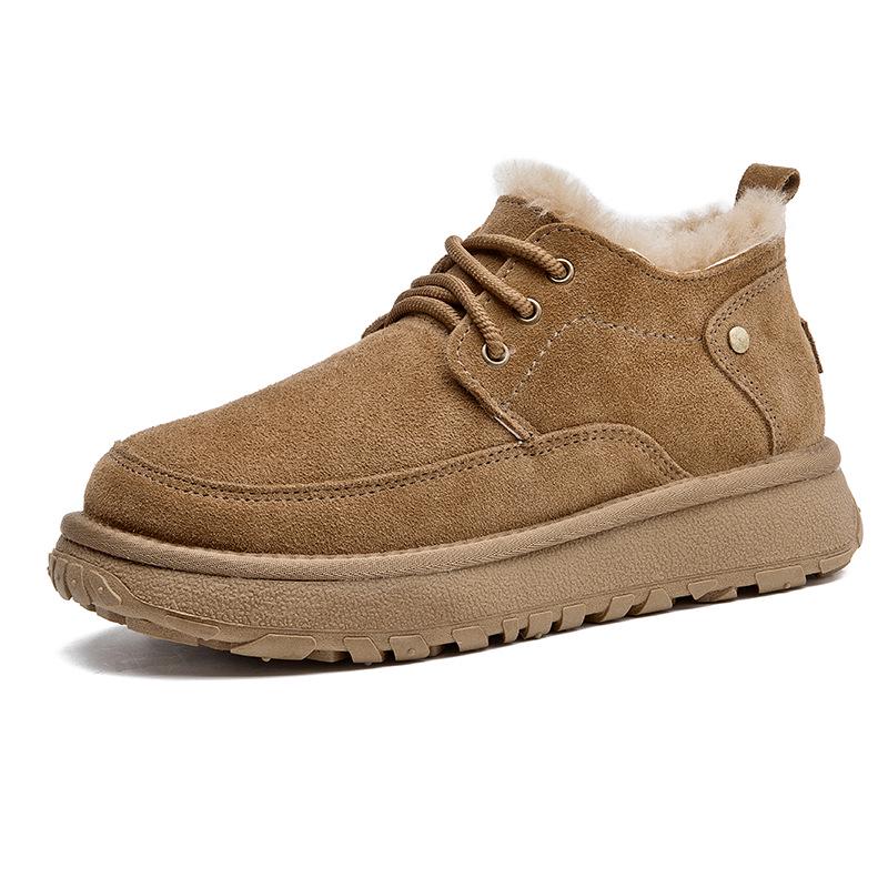 

Мужские зимние ботинки из натуральной кожи с бархатной подкладкой, нескользящей толстой подошвой, теплой шерстью, цельной конструкции. 43