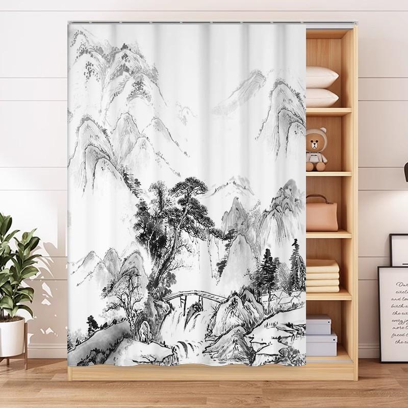 Cabinet Cover Curtain Non Perforated Door Curtain Wardrobe Cover Cloth Bookshelf Shoe Rack Debris Cover Dust-proof Cloth Curtain