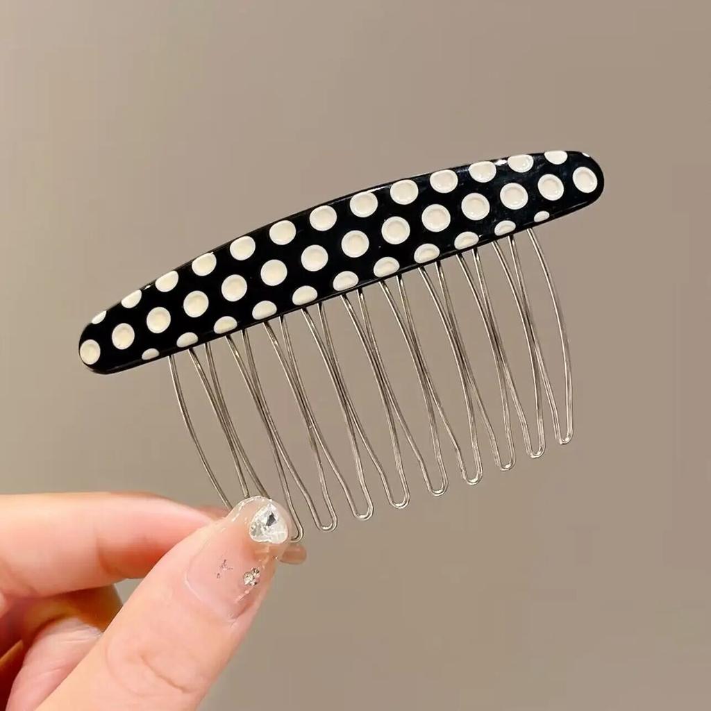 Exquisite Acetate Print Checkered Hair Comb Hairpin Vintage Side Hair Clip Hairgrip Fashion Hair Accessories For Women Headdress