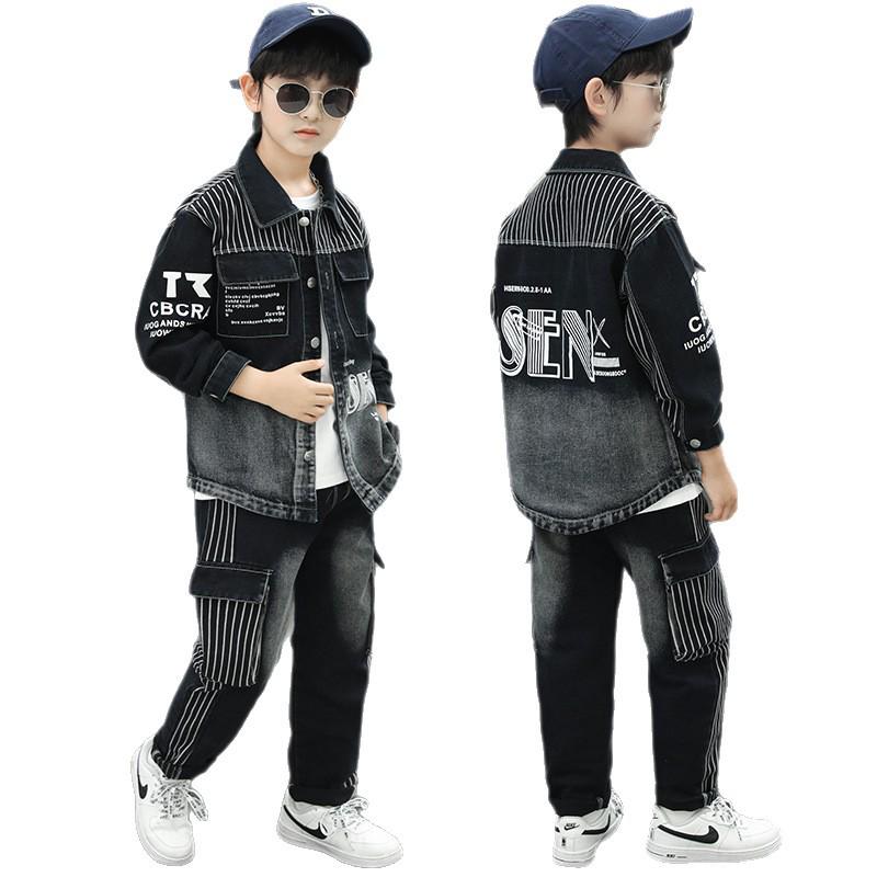 Trendiges Jungen-Denim-Zweiteiler-Outfit-Set für Frühling & Herbst - Stilvolle & Schicke 2025 Kollektion für Kinder