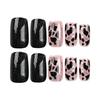 New Gold Glitter Striped Nail Art Fake Nail Cow Pattern Nail Piece Black Solid Color Nail Patch