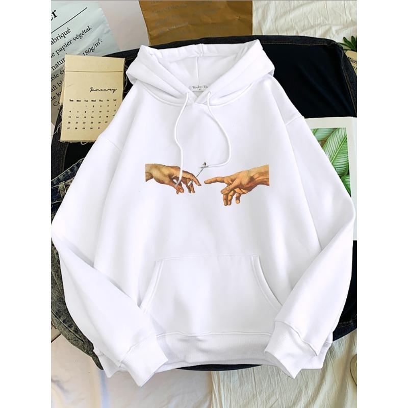 Hoodies Women's Two Hands And a Cigarette Graphic Print Hoodiest Thirteen Colors Harajukua Style Casual Top Women Street Style