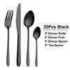 24/28/32 Pieces Black Tableware Stainless Steel Western Cutlery Set Elegant Dinner Set Mirror Knife Fork Spoon Kitchen Utensils