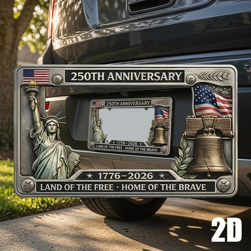 2PCS 250th Anniversary License Plate Holder Easy To Install Sturdy Car License Plate Frame for Patriots and Commemorative Days