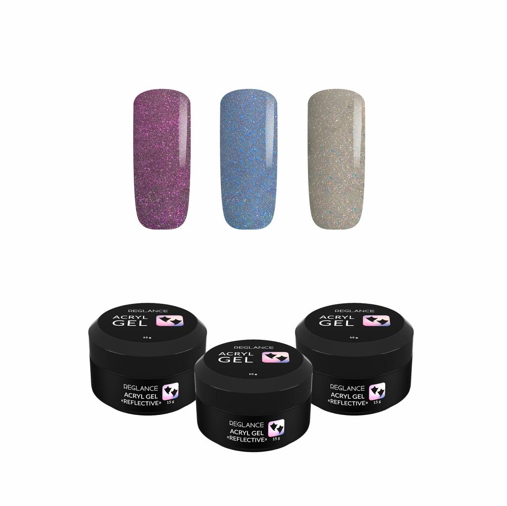 Set Gel Acrilico 3 pz Reglance "Riflettente" 15g